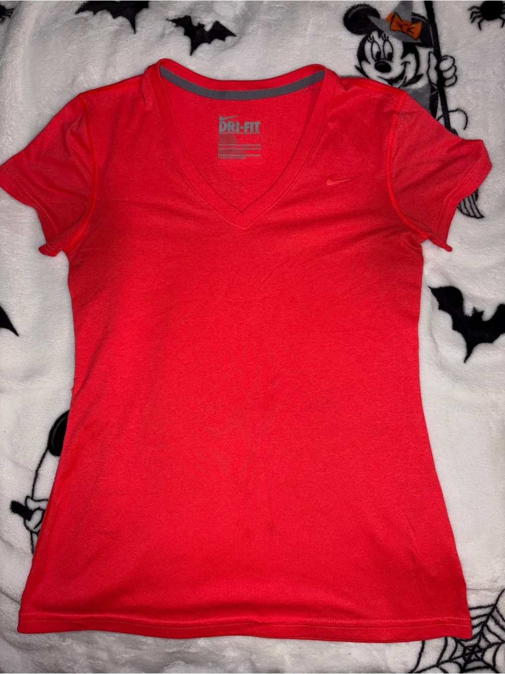 Nike Women's Bright Red Dri-FIT V-Neck Short Sleeve Tee